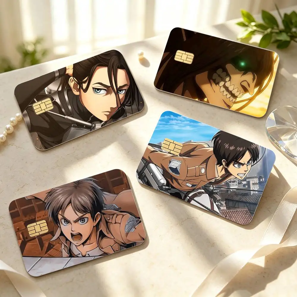 Eren Yeager Attack on Titan  HD Credit Card Stickers Game Card Decal Small Chip Waterproof Sticker Gift Decor