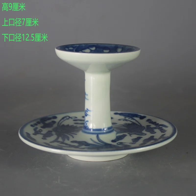 Daqing Qianlong Blue and White Hand Drawn Crane Auspicious Cloud Pattern Oil Lamp Jingdezhen Antique Ceramics Home Decoration Sh