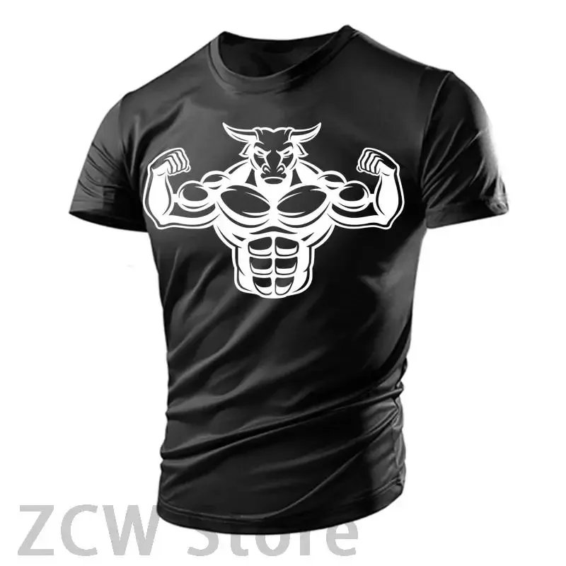 2024 Summer New Weightlifting Dumbbell 3d Printed Men's T-shirt Fashion Casual Large Size Relaxed Comfortable Breathable Top