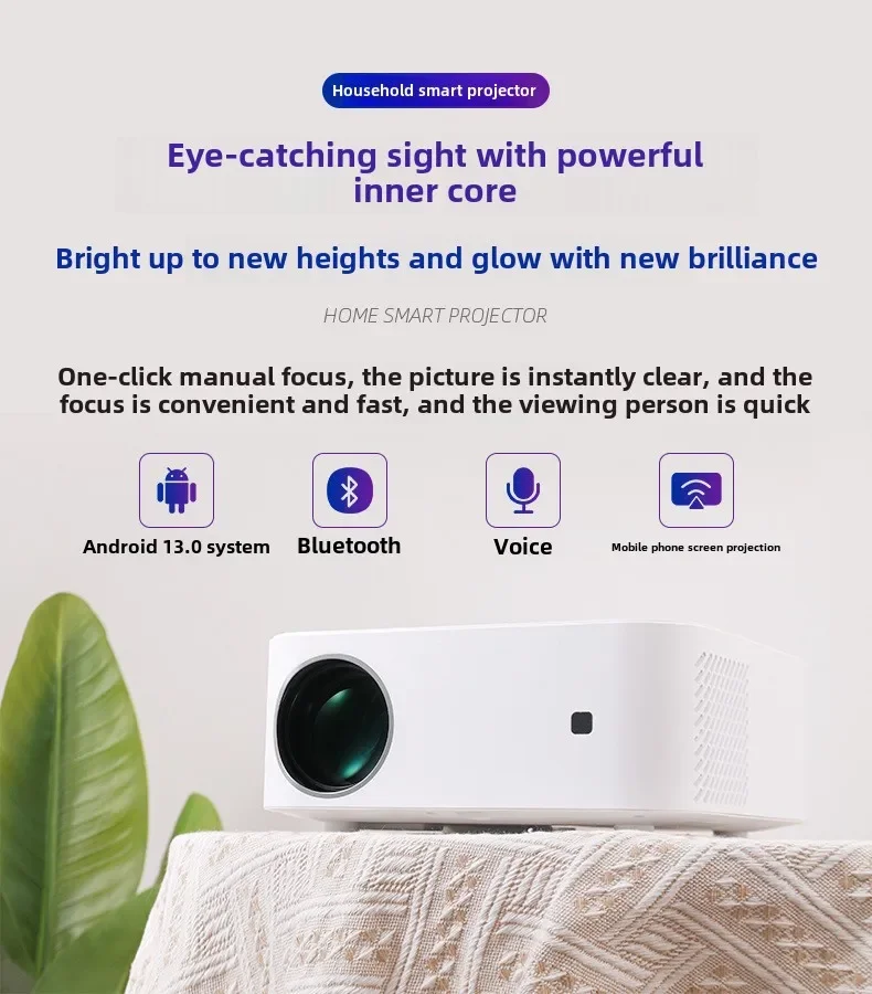 2025 HD 1080P Mini Home Projector with LED Lamp 2G RAM Android 9 Same-Screen Source Portable Wireless Popular