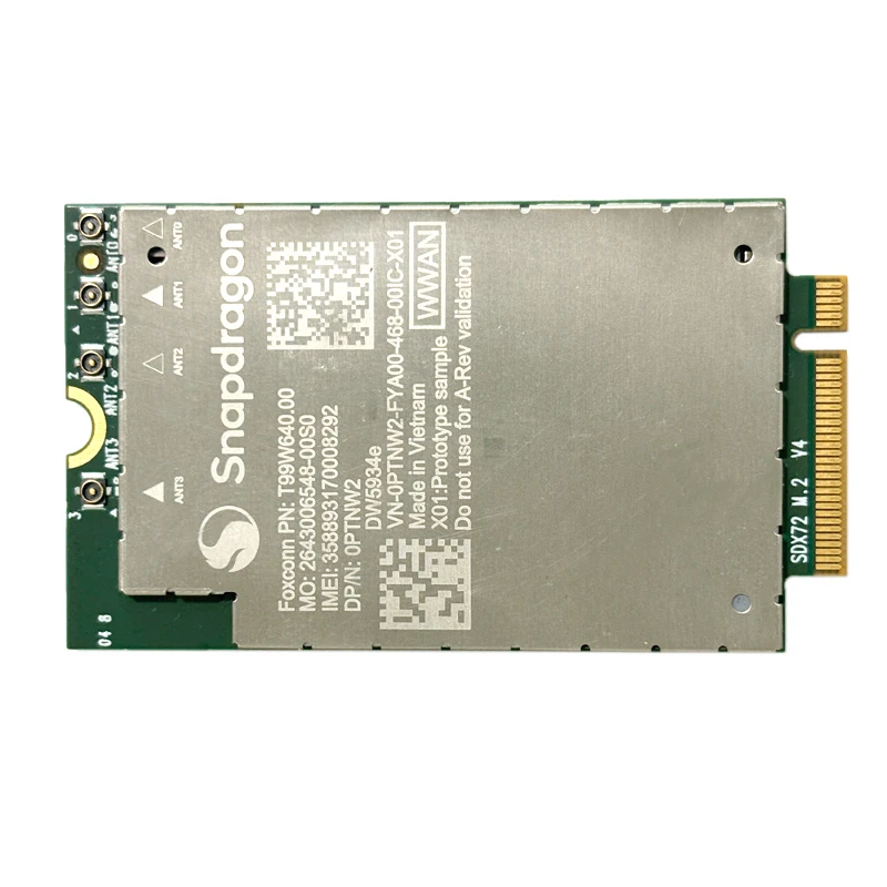 T99W640 DW5934e 5G LTE 모듈 OPTNW2용 스냅드래곤 X72 CAT 20 5G 네트워크 카드 무선 모바일 모뎀 LTE FDD/TDD 5G 모듈