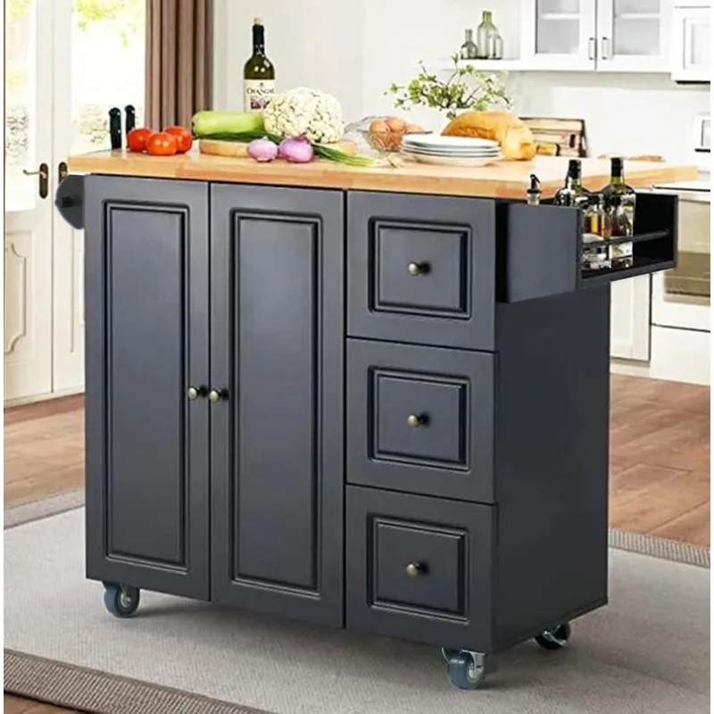 

Rolling Kitchen Island with Storage - Portable Kitchen Island with Drop Leaf, Kitchen Carts on Wheels