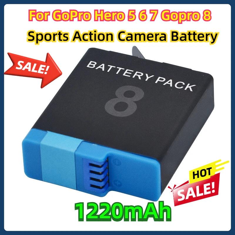 For GoPro Hero 5 6 7 Gopro 8 Black Sports Action Camera Battery 1220mAh for Gopro Hero 8 7 6 Hero 5 Battery