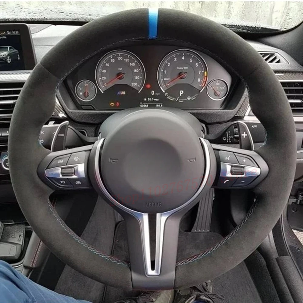 

Customized Suede Leather Car Steering Wheel Cover For F87 M2 F80 M3 F82 M4 2 M5 F12 F13 M6 F85 X5 M F86 X6 M F33 F30 M Sport