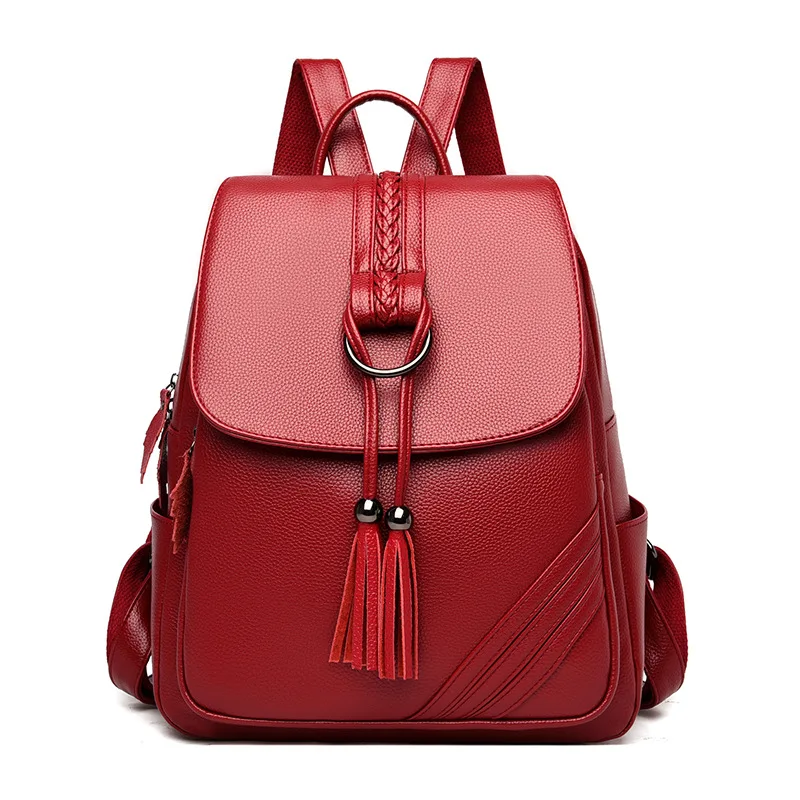 Tassel Women Backpacks Designer High Quality Soft Leather Fashion Back Bag Brand Female Travel Bags Mochilas Mujer 2023 Backbags