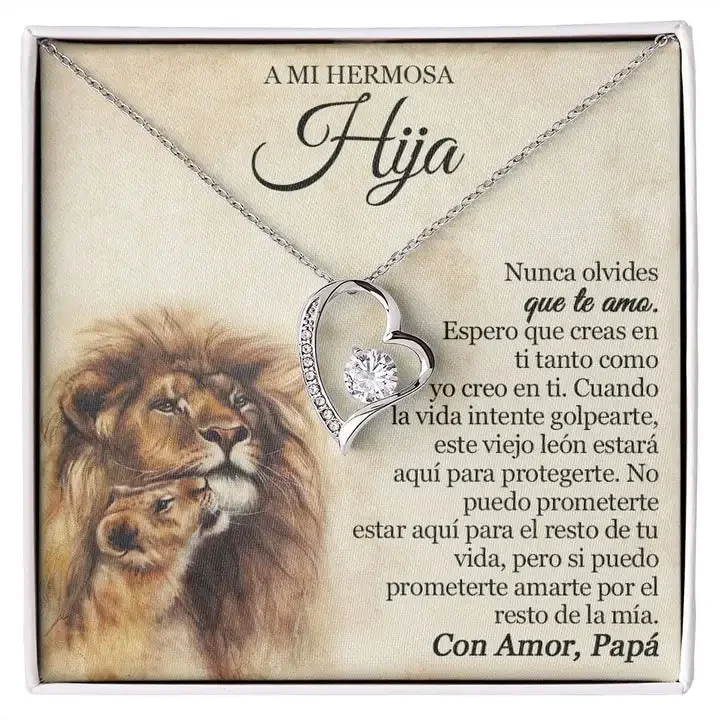 A Mi Hermosa Hija To My Daughter Heart Necklace Love Forever Necklace Gift for Daughter Fashion Jewelry With Box