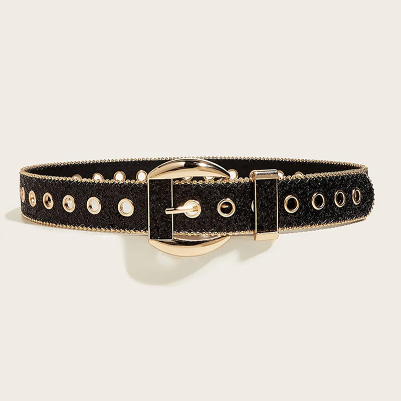 Goth Punk Women\'s Belt Fashion Rhinestone Belt Girl Decorative Jeans Wide Belt Rock Men Women Fashion Belt