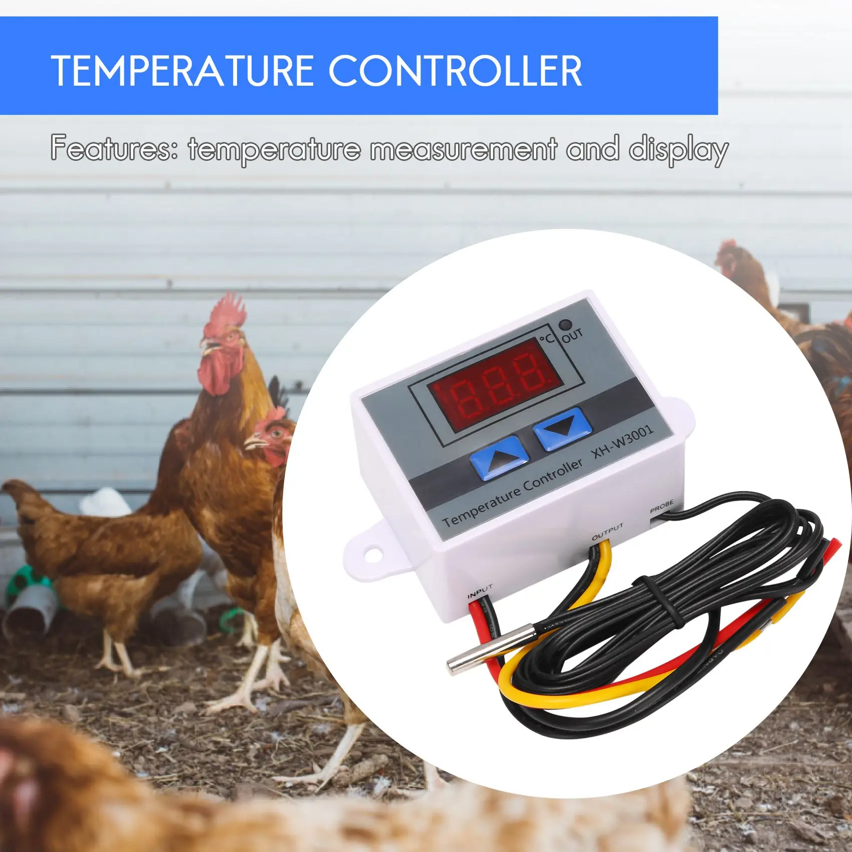 220V Digital LED Temperature Controller 10A Thermostat Control with Switch Digital Display Incubation Controller