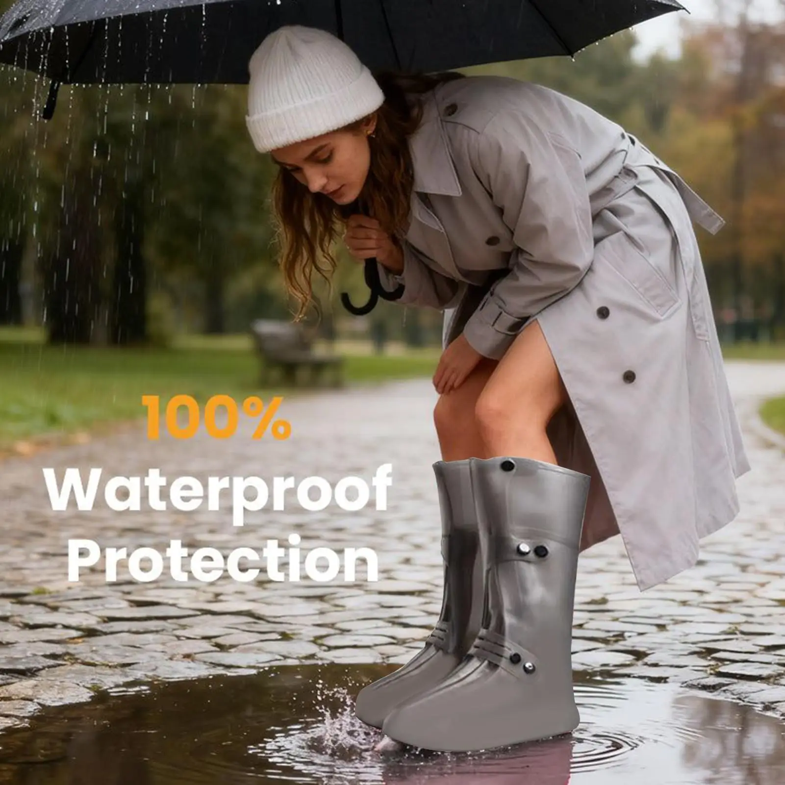 레인 슈즈 커버 1쌍 재사용 가능한 실리콘 신축성 레인 부츠 커버 방수 눈 진흙 겨울 여름 여행 정원용