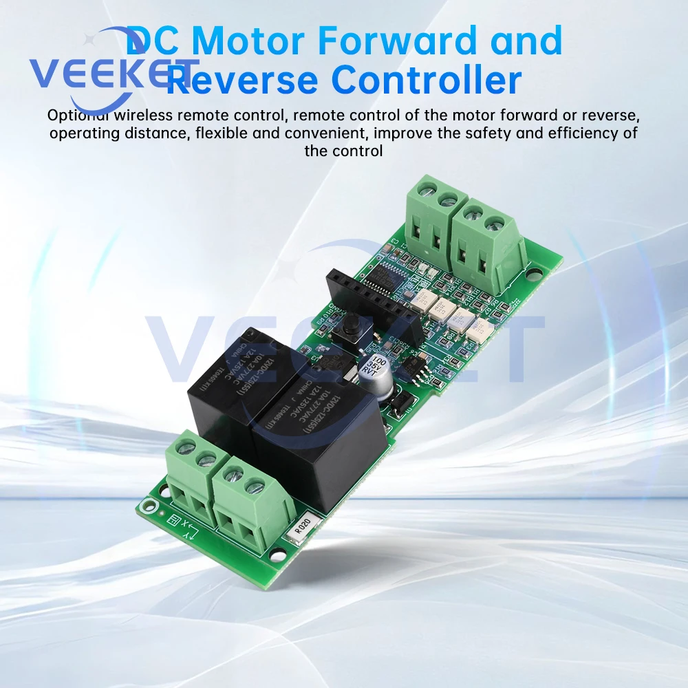 DC12/24V Brush Motor Driver Controller Forward Reverse Module 433Mhz Wireless Remote Control Board overcurren/Blocking Stop 1-8A