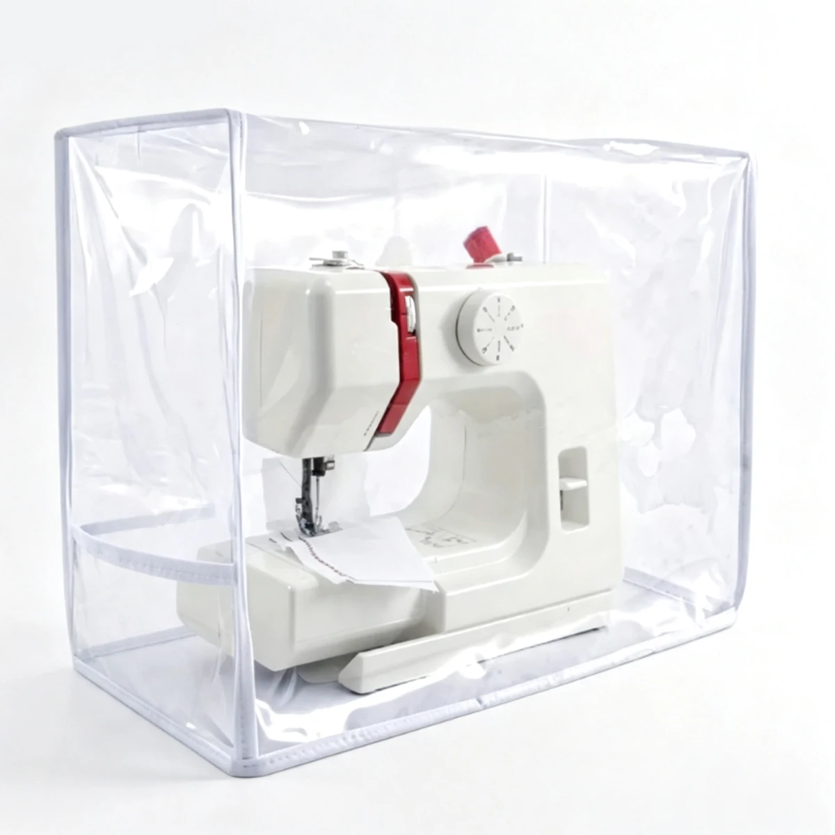 1PC Transparent PVC Sewing Machine Dust Cover, Heavy Duty Protective Case with Side Storage Pockets, Ideal Dustproof ZSY