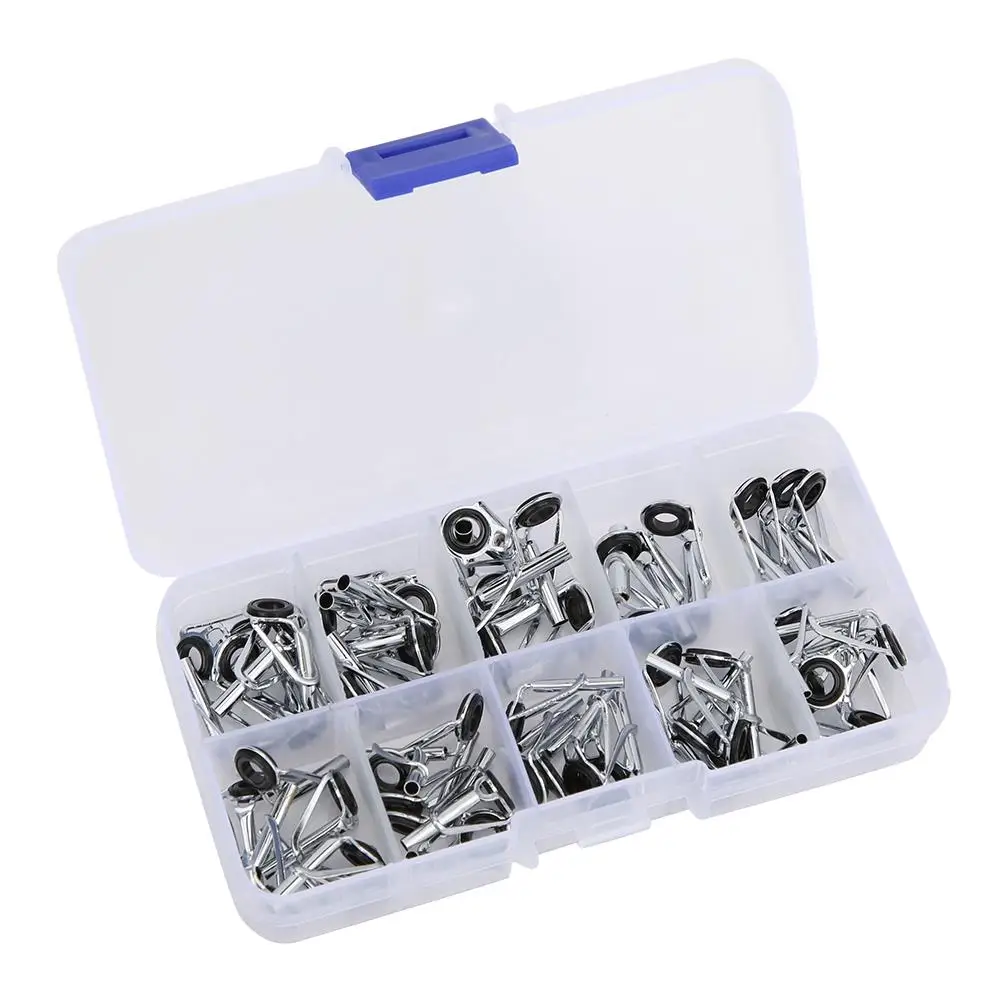 54PCS Stainless Steel Fishing Rod Guides & Tip Rings Set with Storage Box - Essential Winter Tackle Accessories