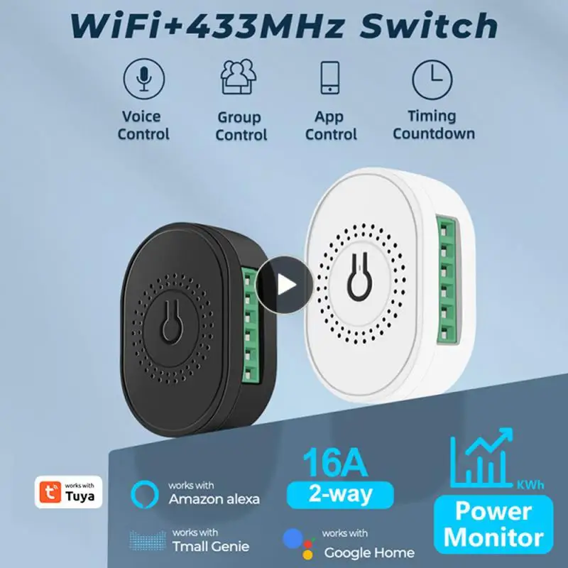 

Wi-Fi Rf433 Умный дом 16a Двустороннее управление Tuya Мини-голосовая работа с управлением через приложение Amazon Home Smart Breaker