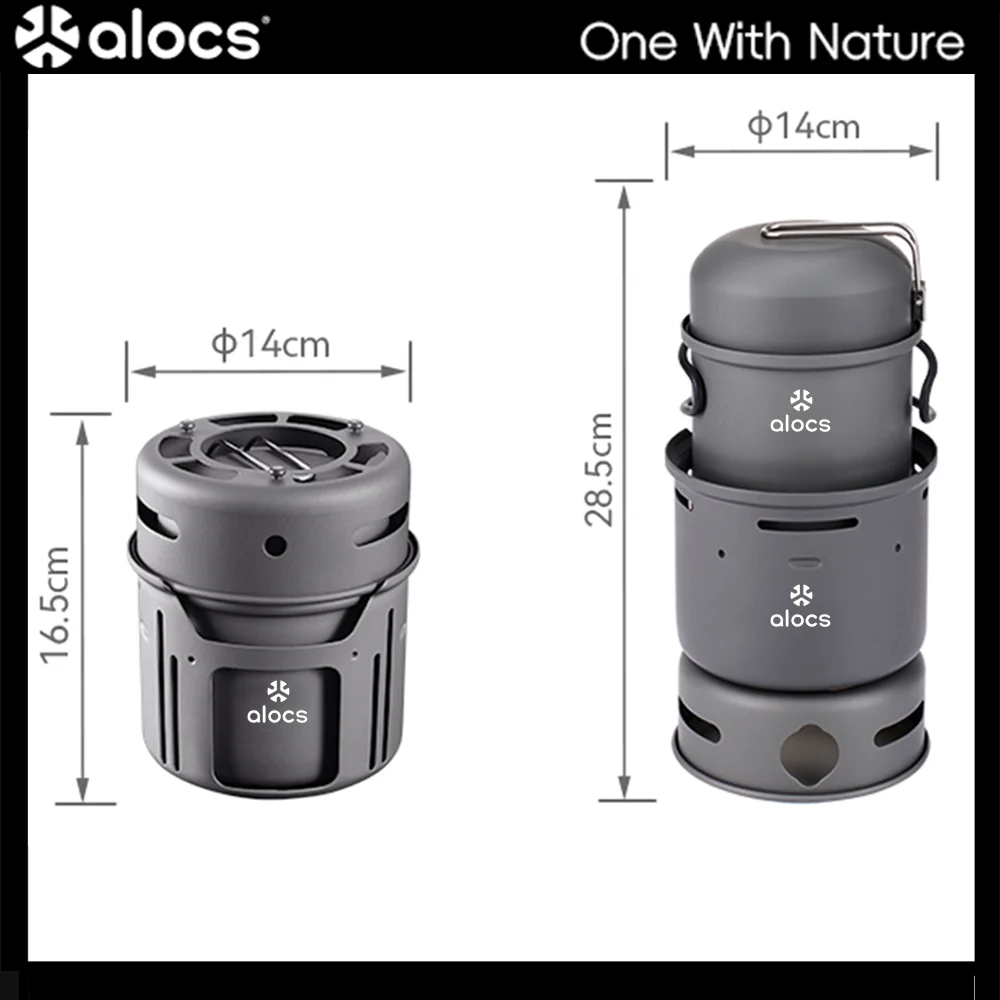 ALOCS Outdoor Alcohol Stove Stainless Steel Aluminum Alloy Camping Cookware Picnic BBQ Cooking Hiking Traveling Tools ﻿ view 6