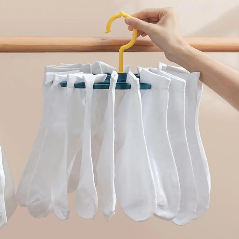 Heavy-duty Socks Hanger 360-degree Rotation Socks Storage Hanger Multifunctional Drying Rack for Underwear Bras Towels Organize