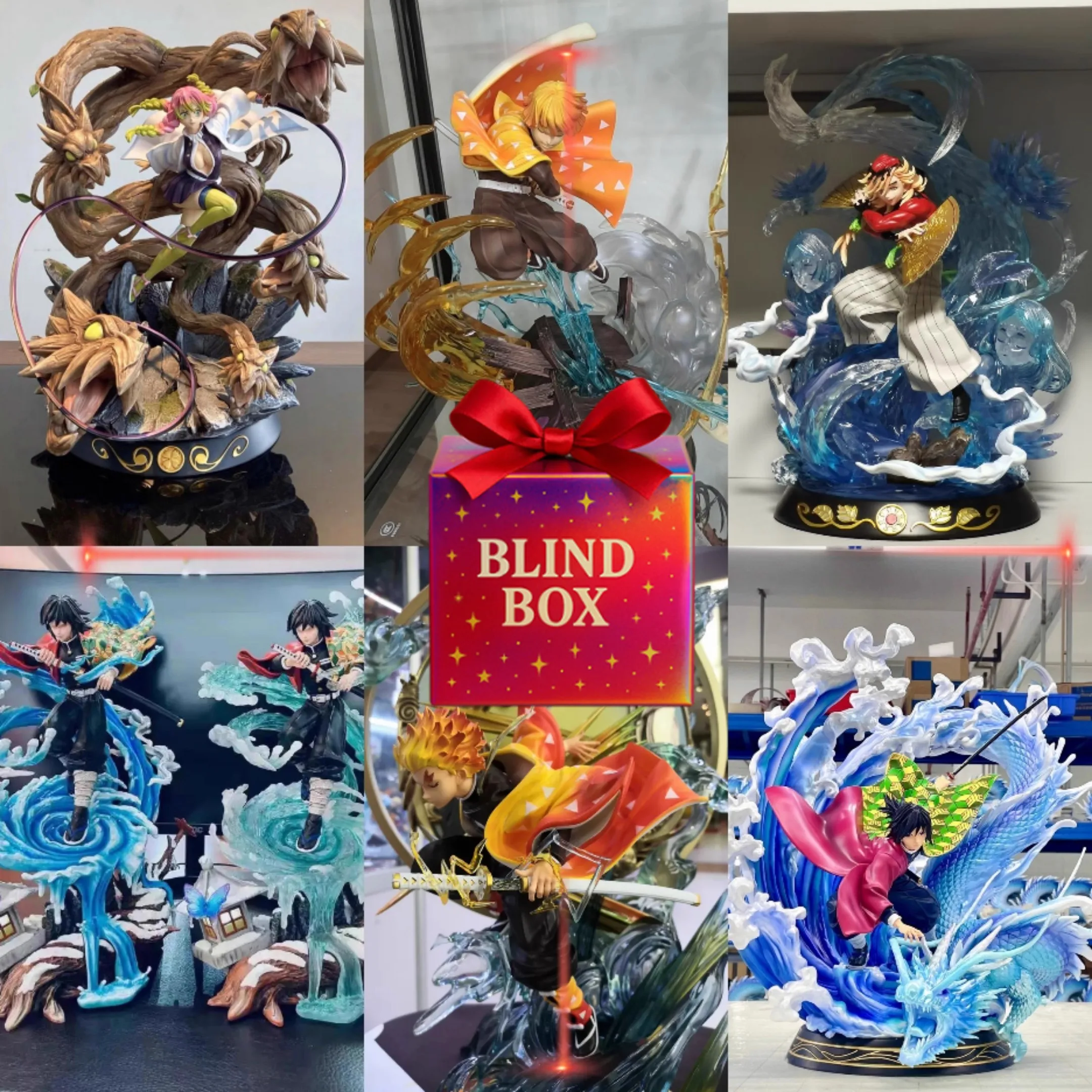 Demon Slayer Kimetsu No Yaiba-Juego de figuras de caja misteriosa de Anime, colección de cajas ciegas aleatorias, regalo de sorteo de la suerte para seguidores, 12 estilos