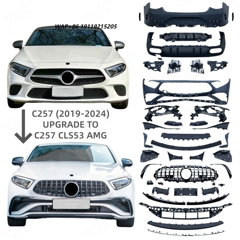 

New Style Front Bumper Rear Bumper Front Grille CLS53 Style Bodykit PP Material Body Set Car Parts Fit for W257 C257