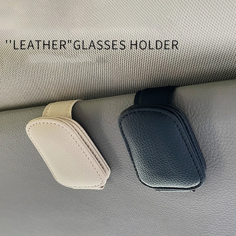 Multifunction Car Sun Visor Glasses Clip Leather Eyeglasses Clip  Universal Interior Accessories