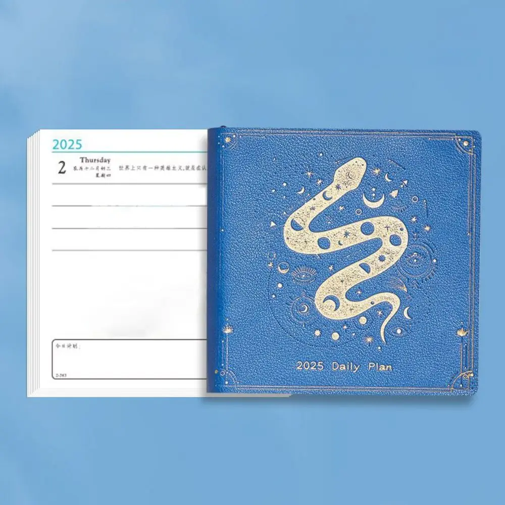 Portable Snake Year Notebook Square Diary Journal Notebook 180 Sheets/360 Pages Snake Pattern Pocket Schedule Book School/Office