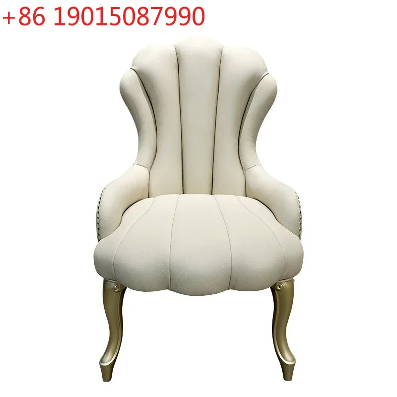 

French light luxury solid wood sofa chair living room, balcony leisure tiger chair fabric American single chair