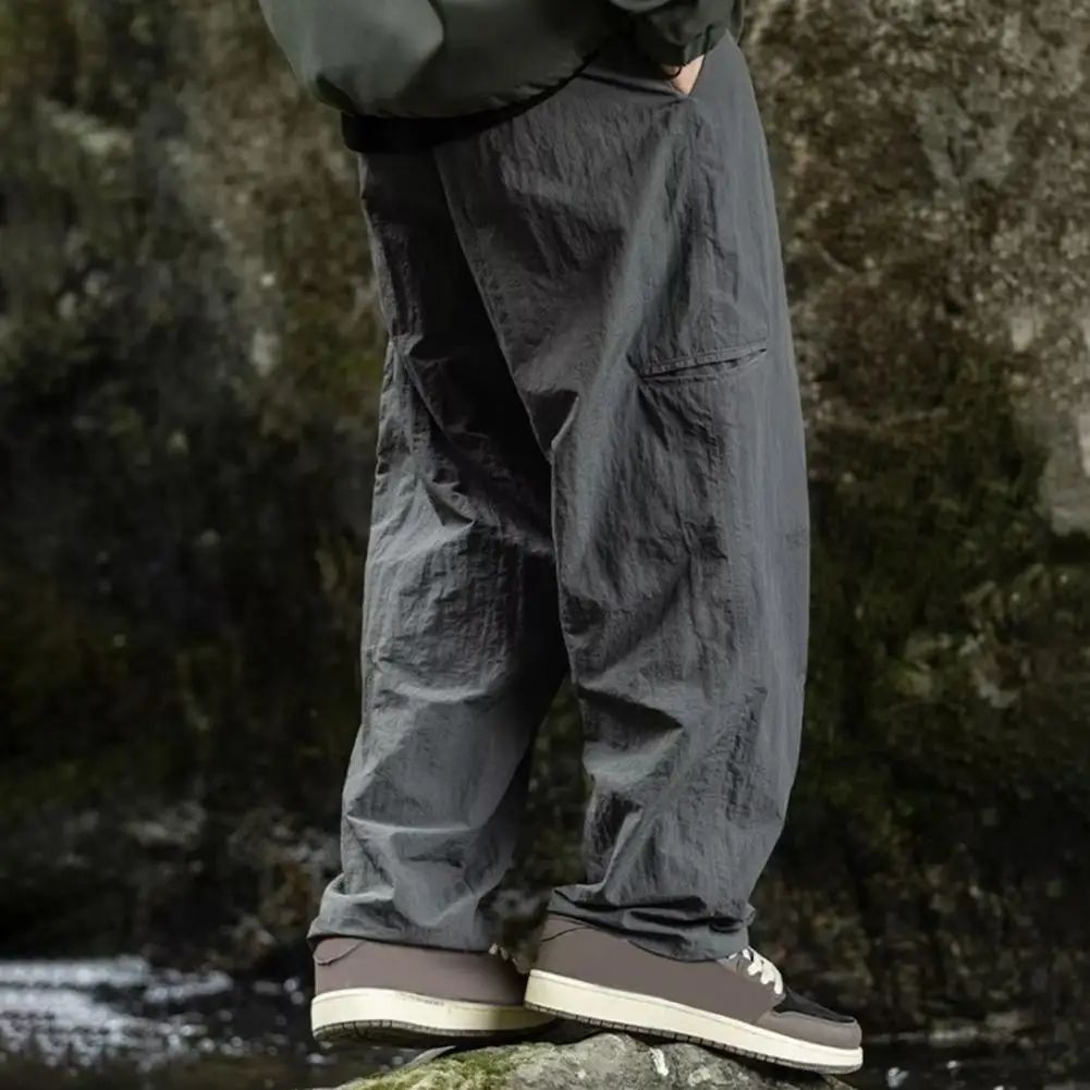 Men Elastic Waist Pants Quick-dry Athletic Trousers Men's Quick Dry Windproof Cargo Pants with Double Side Pockets for Outdoor