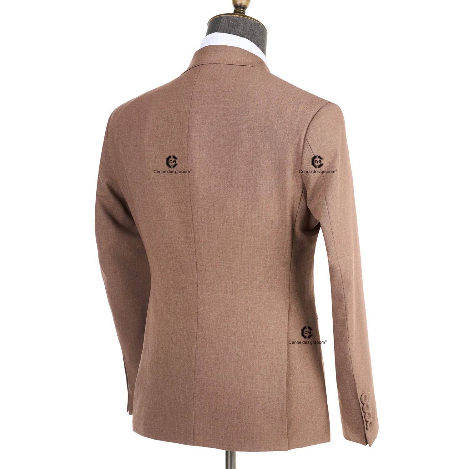 Cenne Des Graoom 2024 New Elegant Brown Double Breasted Suits for Men Hand Sewn Buttons 2 Pieces Set High Quality Wedding Party