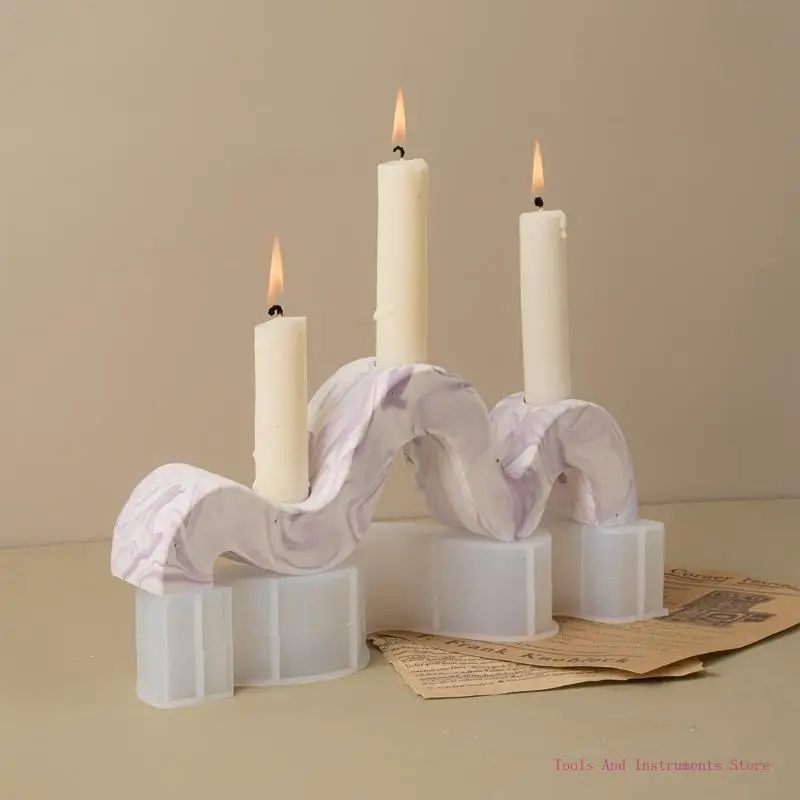 molde siliconas geométricas curvas velas curvas para decoración del hogar Molma resinas candelabros hechas a