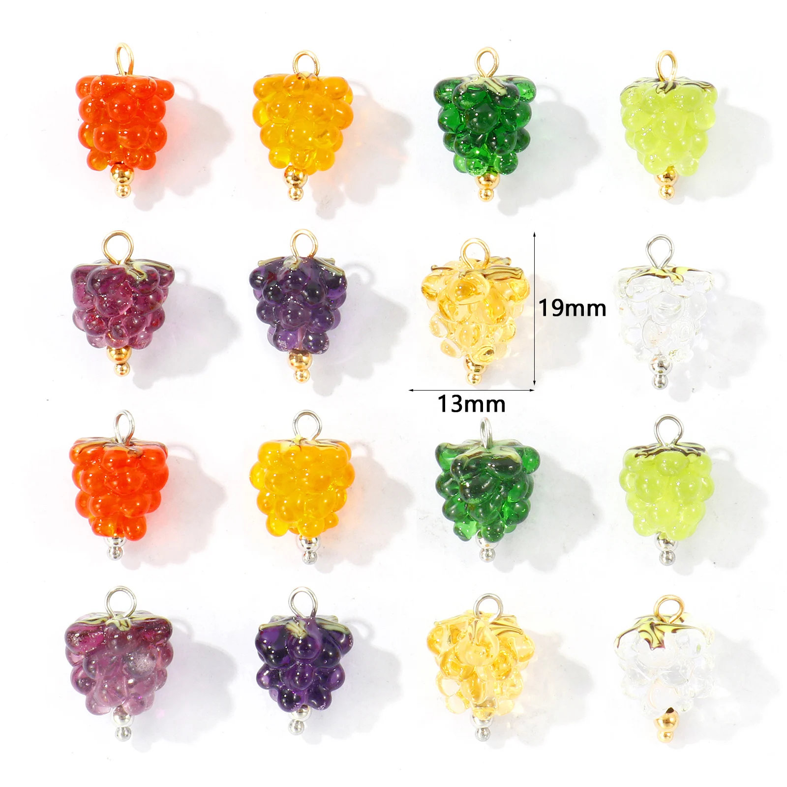 2pcs Multicolor Ceramic Charms Raspberry Grapes Fruit  3D 18K Gold Plated Stainless Steel Pendants DIY Necklace Jewelry Findings