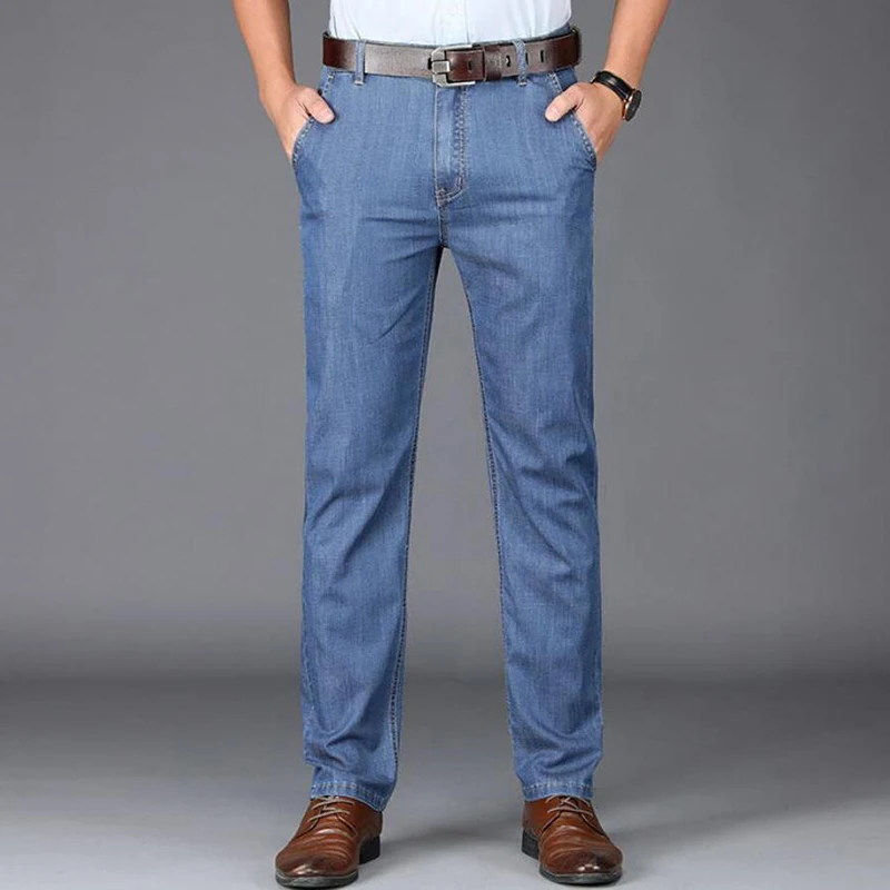 Jeans droits à fermeture éclair pour hommes, poches boutonnées, monochromatique, bureau, taille haute, vêtements d'été, nouvelle mode, FJM, 2024