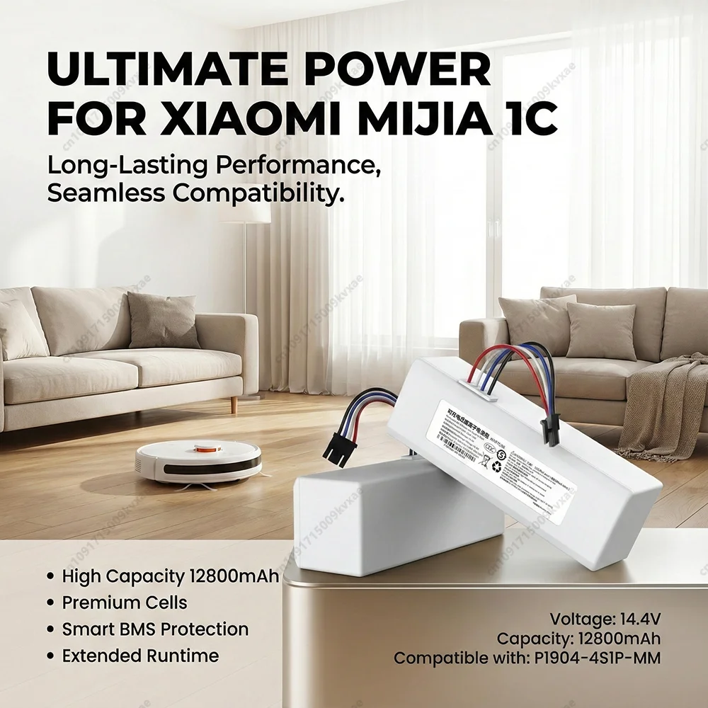 

Аккумулятор P1904-4S1P-MM для робота-пылесоса Xiaomi Mijia 1C STYTJ01ZHM, 14.4В 12800мАч, мощный комплект аксессуаров