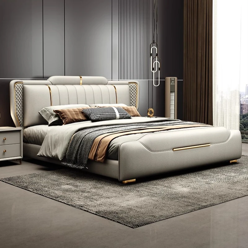 

Drawers Bedroom Bed Waterproof Leather Storage Double Adjustable Bed Upholstery Nightstands Muebles Para El Hogar Furnitures