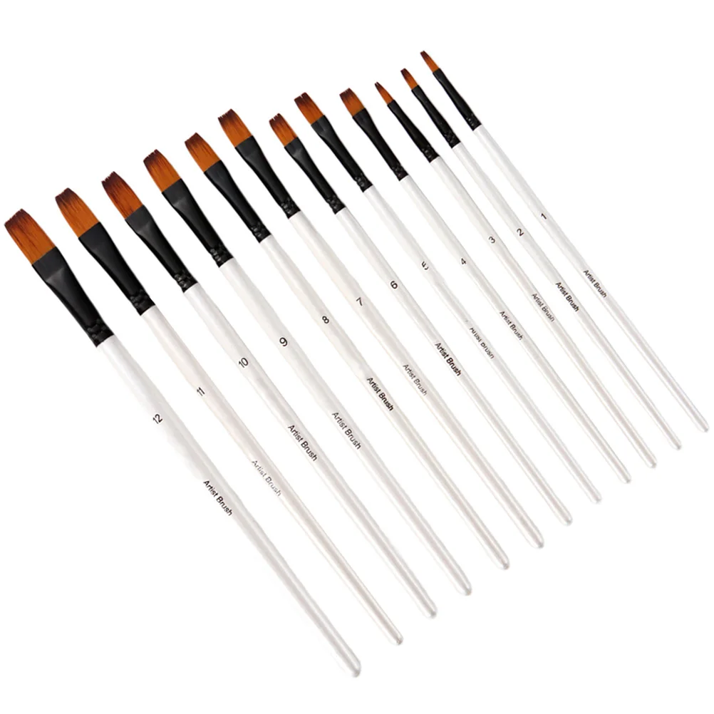 

12Pcs Nylon Hair Painting Brushes Wooden Handle Oil Watercolor Acrylic Painting Tools for Craft Art Miniature Face Body