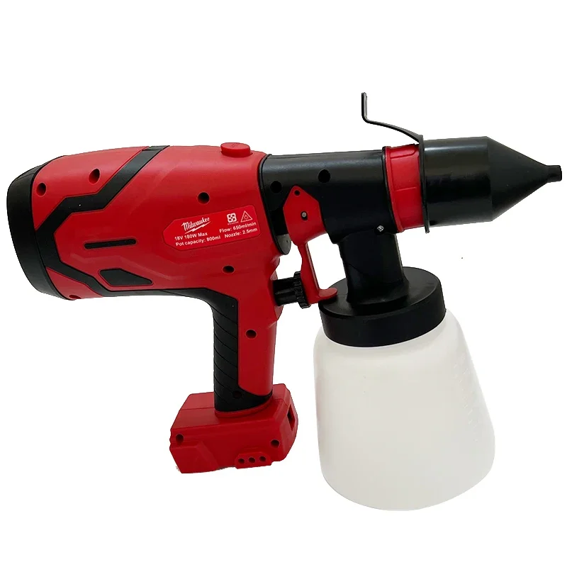 Milwaukee 800ML Cordless Electric Spray Gun Portable Paint Sprayer High Power Auto Furniture Coating Airbrush For 18V Battery