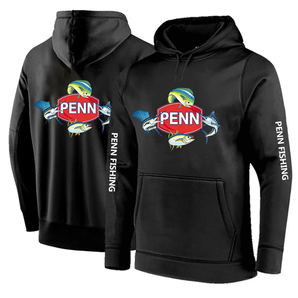 2024 nuovi uomini di stampa Penn mulinello da pesca primavera e autunno Pullover in tinta unita con cappuccio abbigliamento moda sciolto top con cappuccio