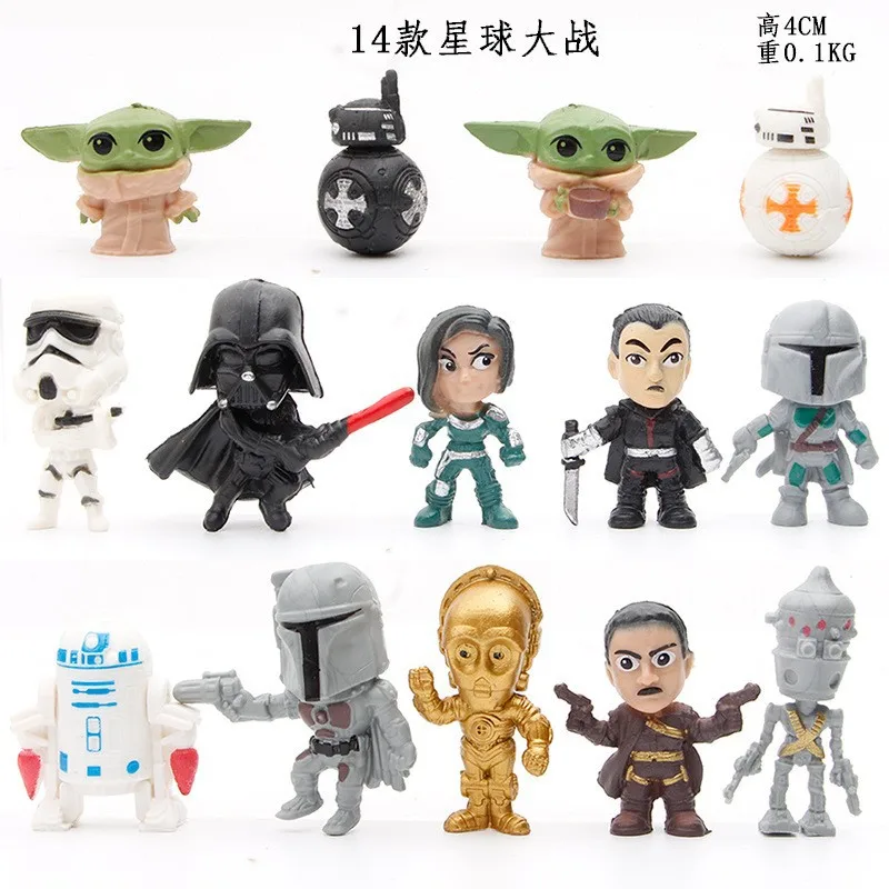 14pcs/set Star Wars Mandalorian  Cute 4cm Figure Toys