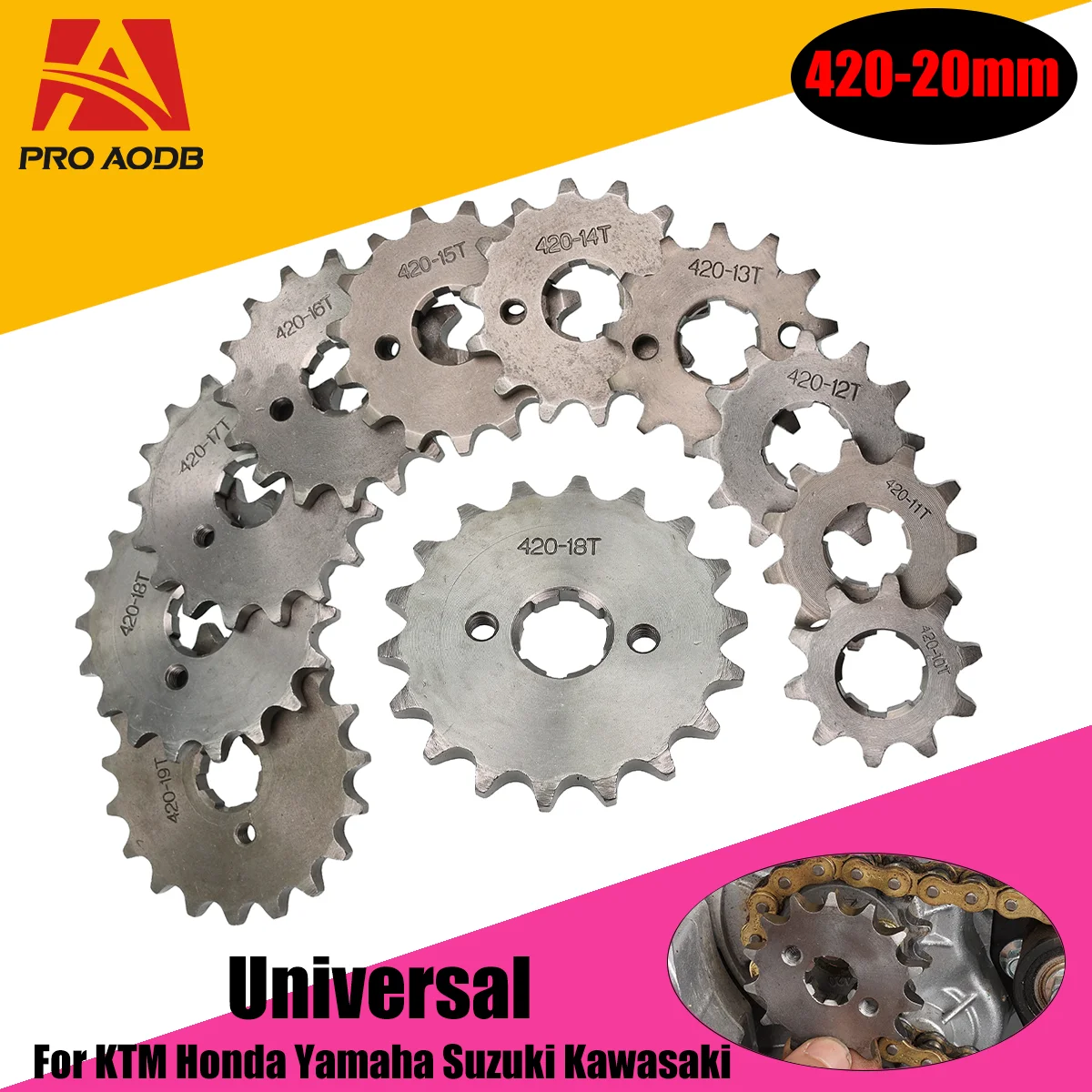 Front Engine Sprocket 420 Chain 20MM 10T 11T 12t 13T 14T 15t 16t 17T 18t 19T Teeth For KAYO BSE SSR SDG 50cc-125cc dirt Pit bike