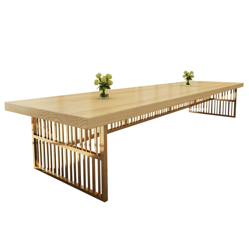 Nordic solid wood conference table simple modern rectangular office table and chair combination