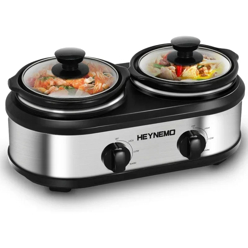 

Best Seller.Buffet Servers and Warmers, Dual 2 Pot Slow Cooker Food Warmer, Adjustable Temp Dishwasher Safe Removable Ce