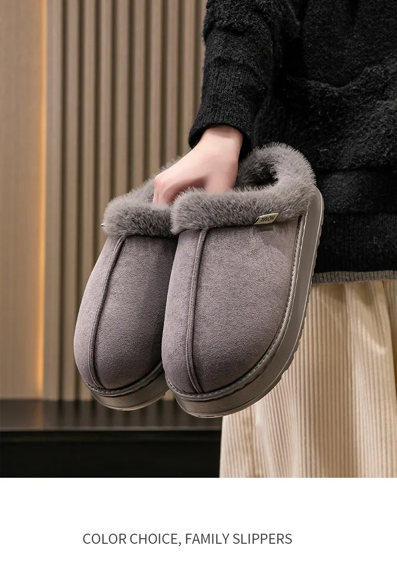 Modische Damen-Hausschuhe mit Flausch für Herbst und Winter, Innenbereich, EVA-Sohle, rutschfest und warm, Unisex-Hausschuhe für den Winter – Detail 13