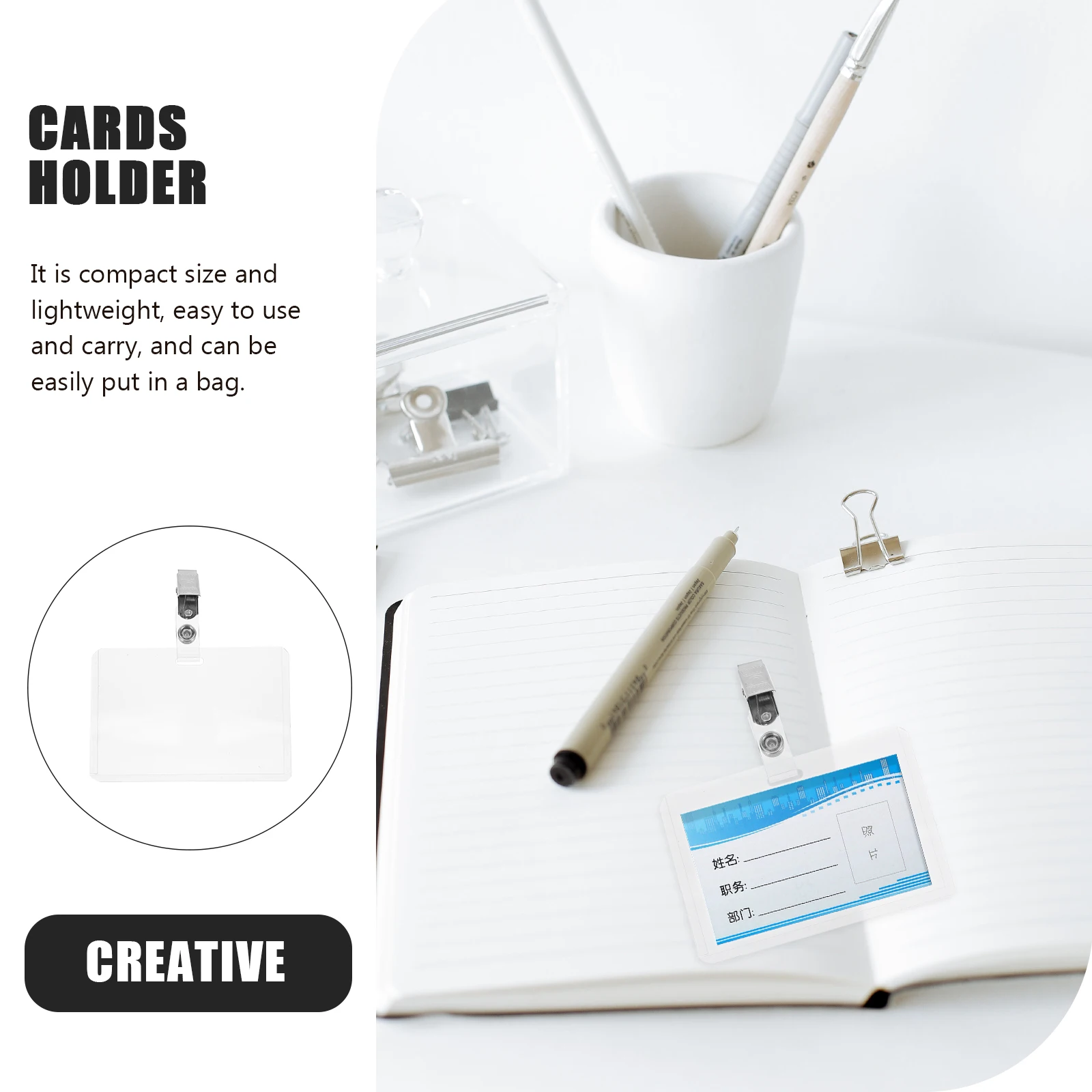 

10 Sets Waterproof Industrial Card Badge Covers Clear Sleeves Holder Hard Plastic Pvc Transparent with Clip Work
