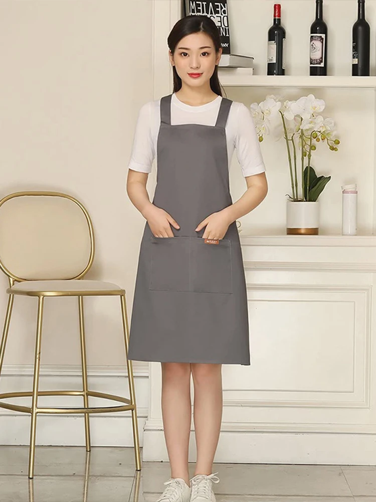 New EU Style Cute Fashion Kitchen Apron Beauty Salon Coffee Shop Attendant Work Apron Kitchen Accessories Custom Logo Wholesale