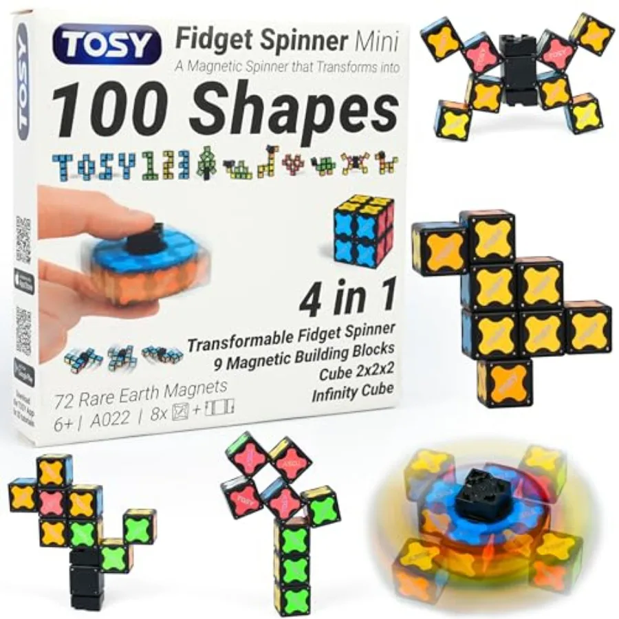 

Mgnet Fidget Spinner - 8 locks, 3 in 1 Toy: Transformable Fidget Spinner, Infinity Cube, 2x2 Puzzle Cube, Easter Basket Stuffer
