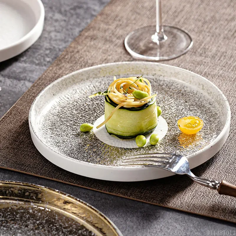 Creative Gradual Starry Sky Plates, Light Luxury Ceramic European Home Restaurant Kitchen Supplies Steak Western Food Plate, 1Pc