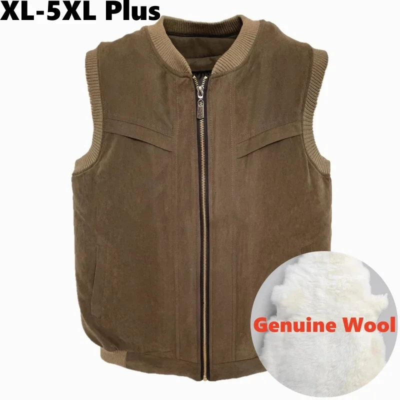 

Мужской жилет из натуральной шерсти, осень-зима, плюшевая толстая теплая шерстяная куртка, съемная внутренняя майка, одежда для папы, терможилет