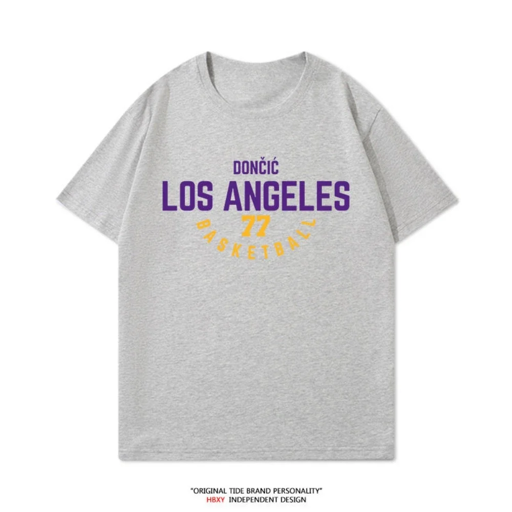 2025 الصيف لوس انجليس ليكرز Doncic جيمس كرة السلة تي شيرت الرياضة قصيرة الأكمام نصف كم الرجال قمة الموضة غير رسمية