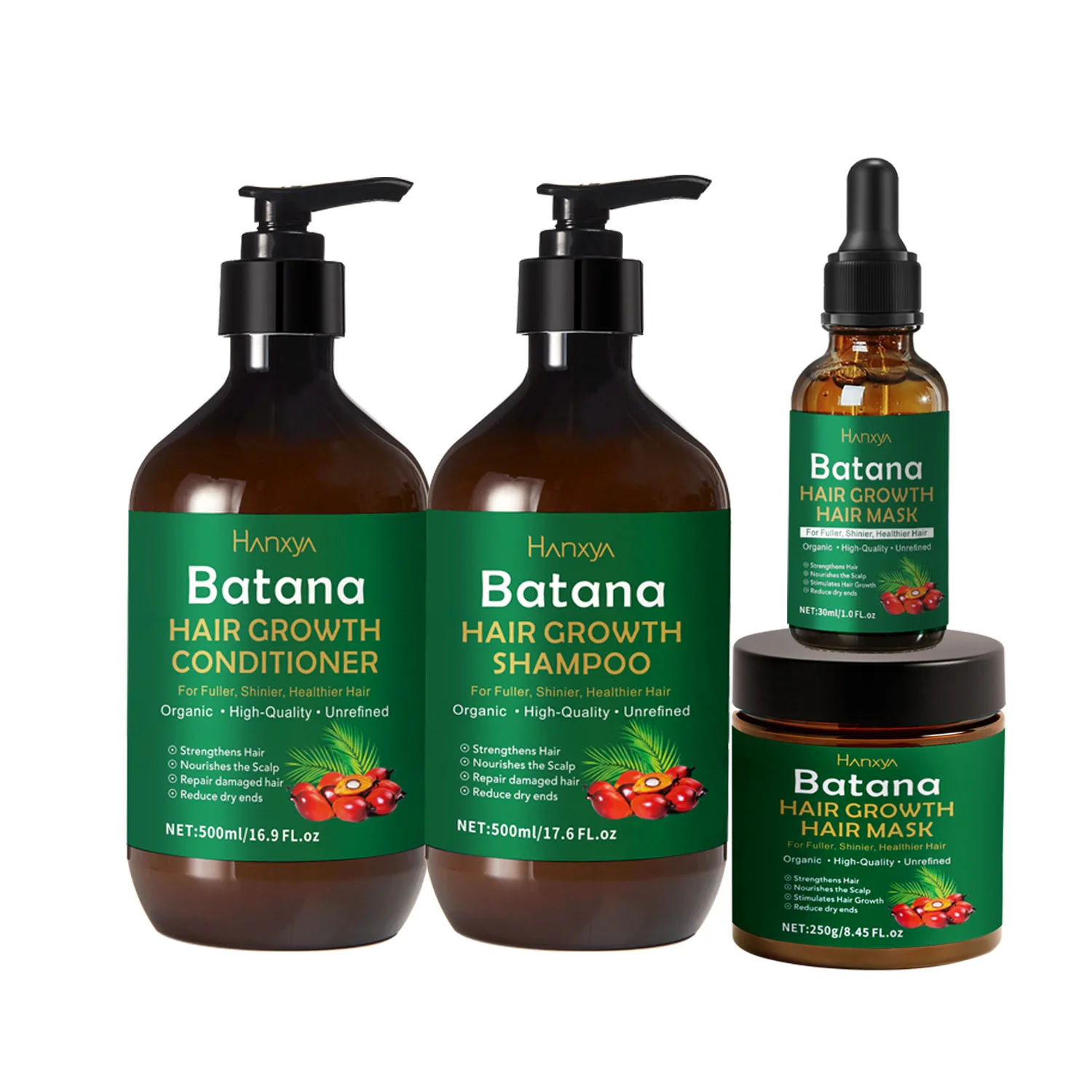 Masker Rambut Mentega Minyak Batana Pelembab, Set Sampo & Kondisioner Memperbaiki dan Menutrisi Rambut Kering