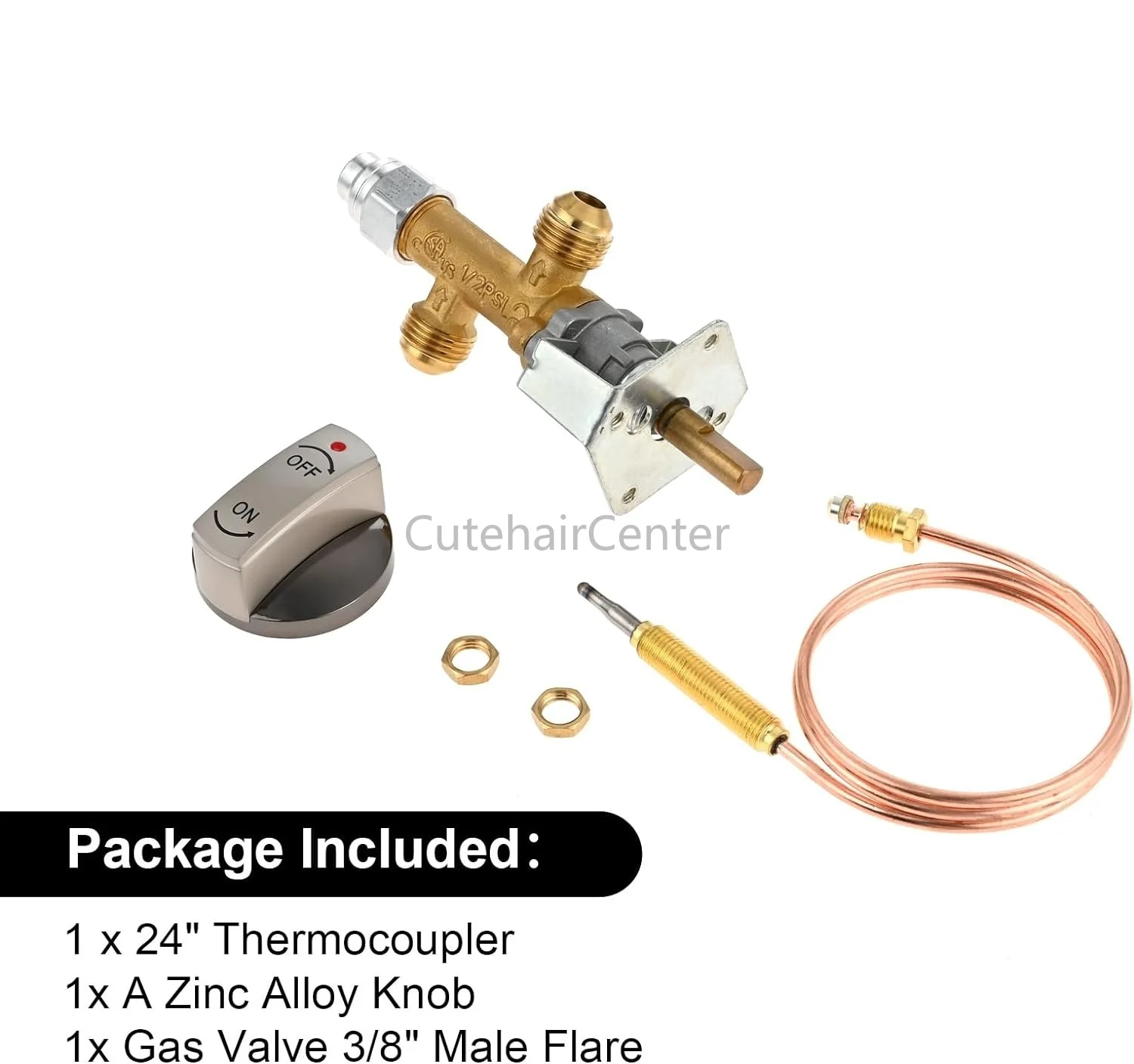 50,000 BTU Low Pressure LPG Propane Gas Flame Failure Safety Control Valve Kit with Thermocouple Knob for Gas Firepit Heater