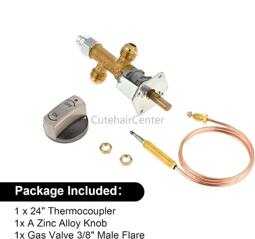 Imagen 2 del producto Kit de válvula de Control de seguridad contra fallas de llama de Gas propano LPG de baja presión de 50.000 BTU con perilla de termopar para calentador de hoguera de Gas
