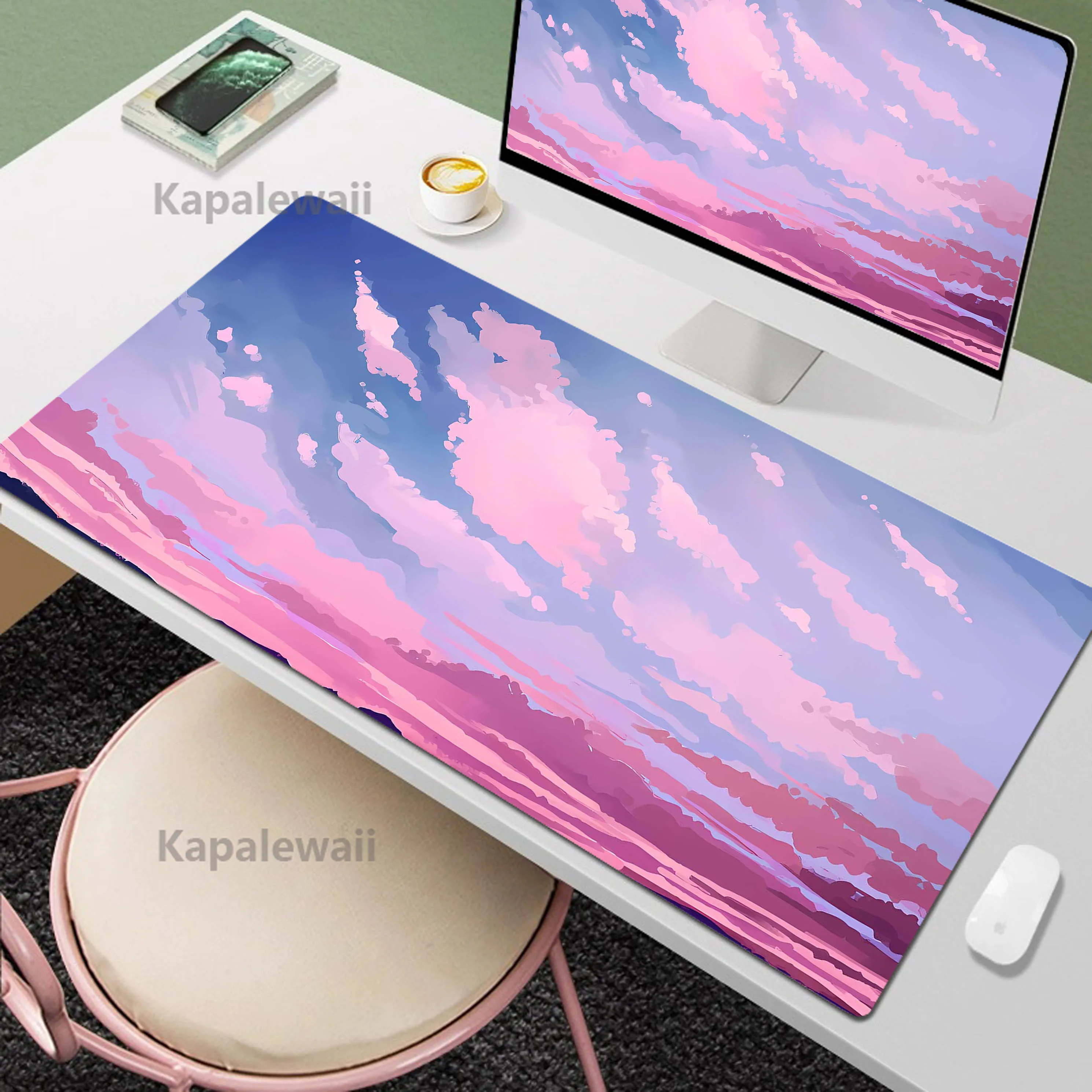 

Pink Kawaii Sky Cloud Art Gaming Mousepad Gamer Speed Accessories Keyboard Pads Computer Mouse Pad Large Mouse Mat XXL