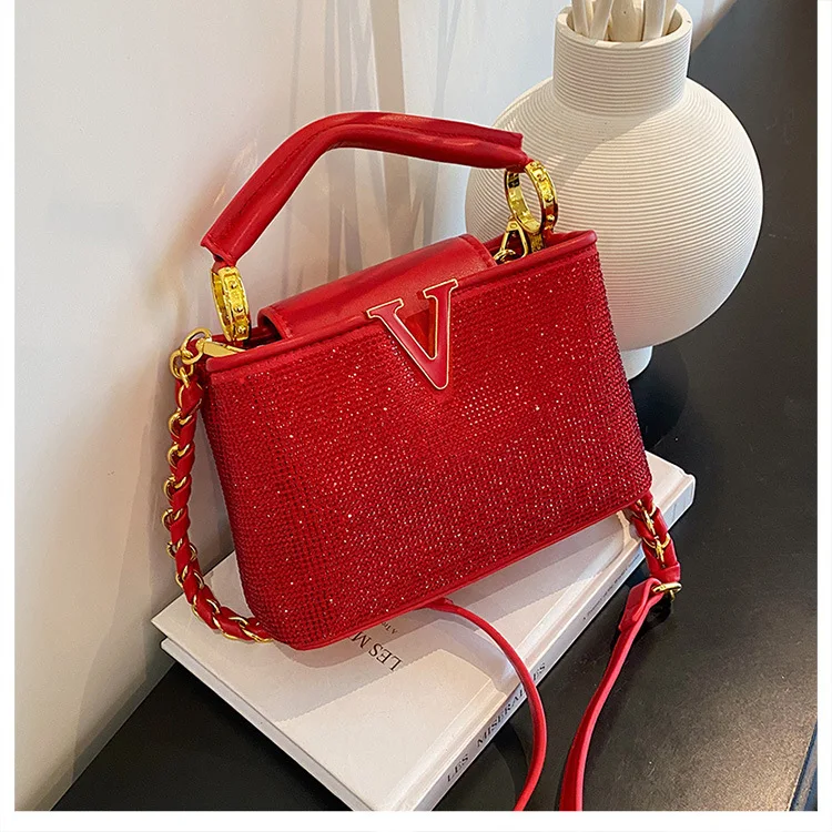 

‌ Модная женская сумка через плечо 2025 года — блестящая сумка через плечо со стразами, стильная и просторная сумка-тоут, элегантный рюкзак